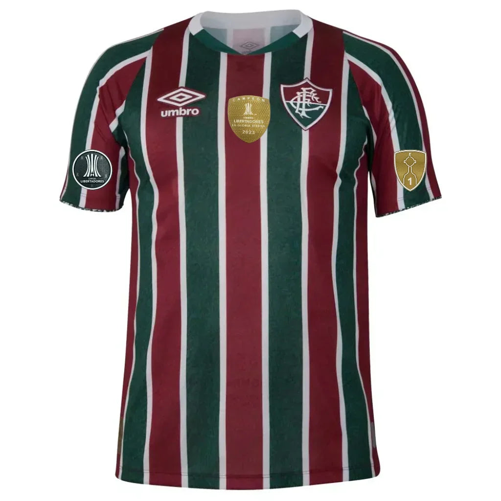 Camisa Masculina Fluminense I 2023/24 Patchs Campeão Libertadores