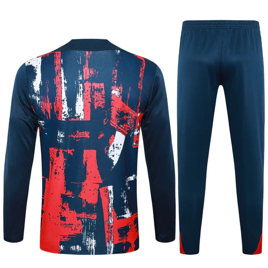 Conjunto PSG Zíper Curto Treino Vermelho e Azul 2024/25