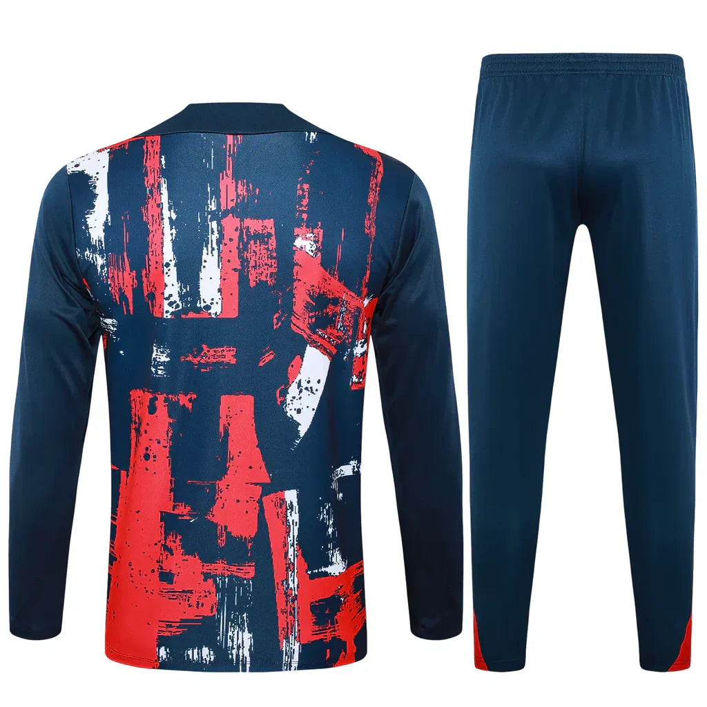 Conjunto PSG Zíper Curto Treino Vermelho e Azul 2024/25