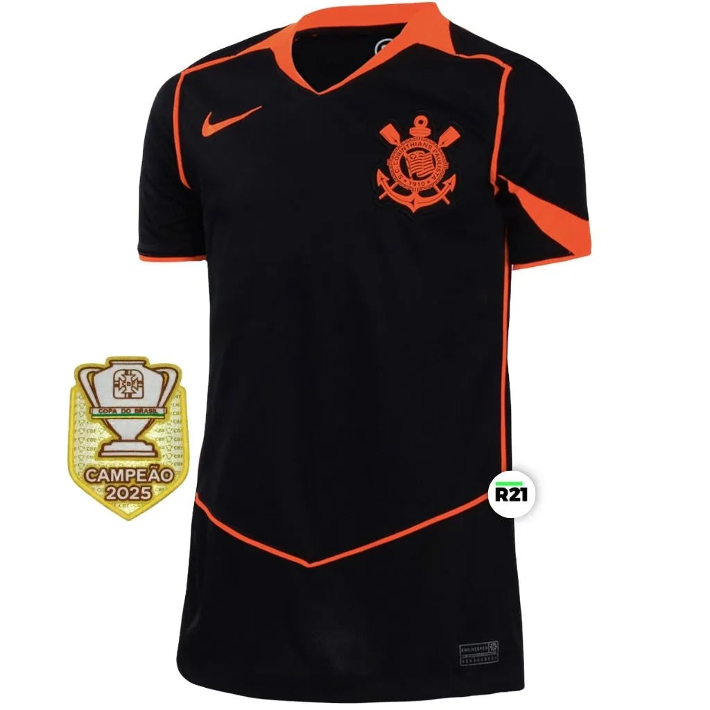 Camisa Feminina Corinthians III 2025/26 Patch Campeão Copa do Brasil