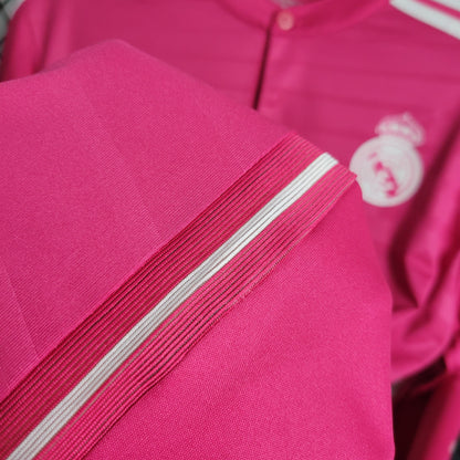CAMISA REAL MADRID MANGA LONGA RETRÔ ROSA 14/15