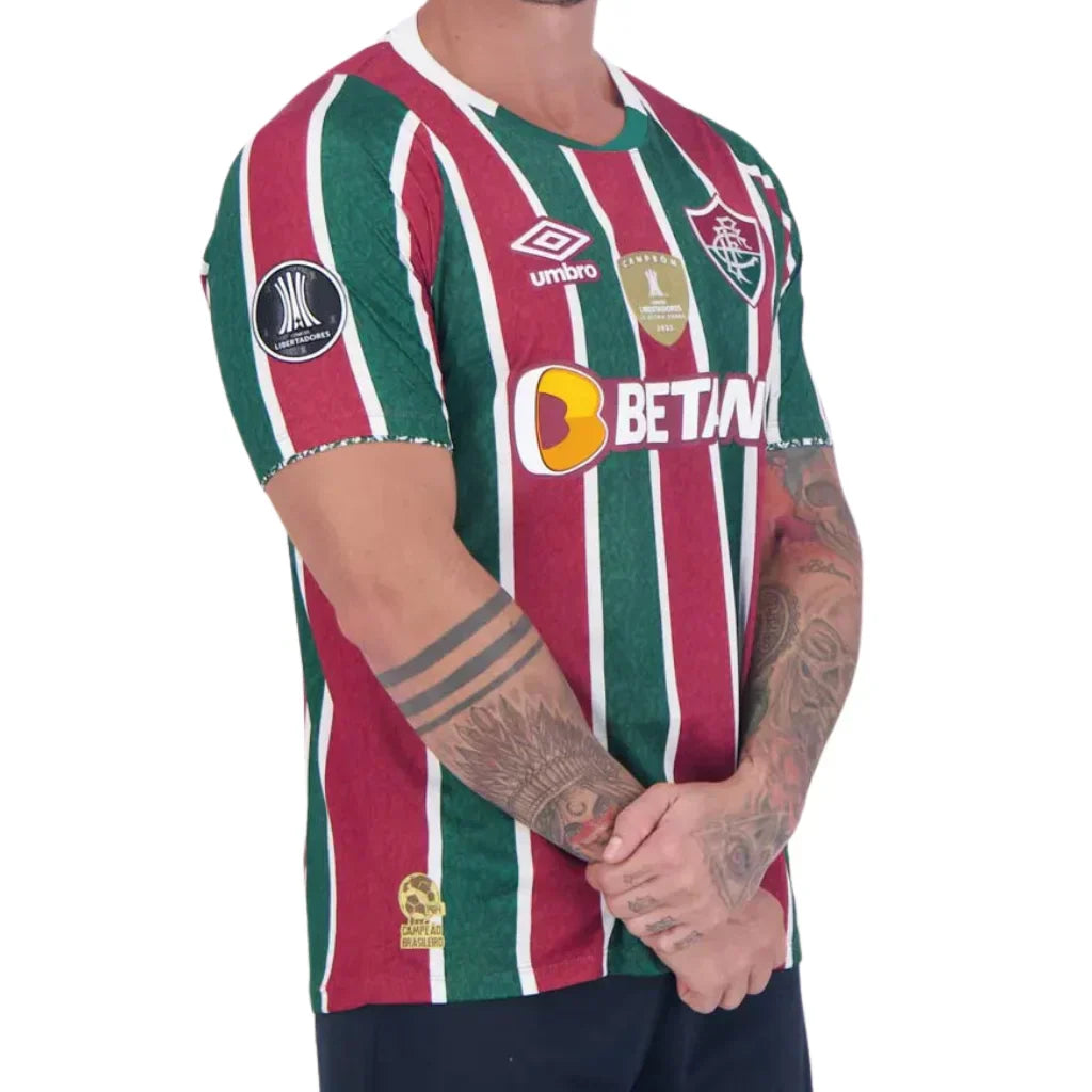 Camisa Masculina Fluminense I 2023/24 Patchs Campeão Libertadores