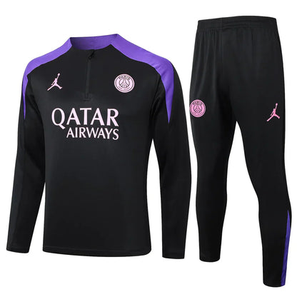 Conjunto PSG Zíper Curto Treino Preto e Roxo 2024/25