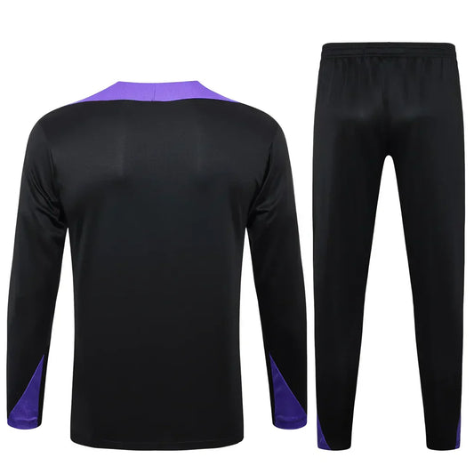 Conjunto PSG Zíper Curto Treino Preto e Roxo 2024/25
