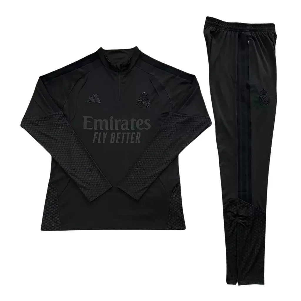 Conjunto de Treino Meio Ziper Real Madrid 26 All Black