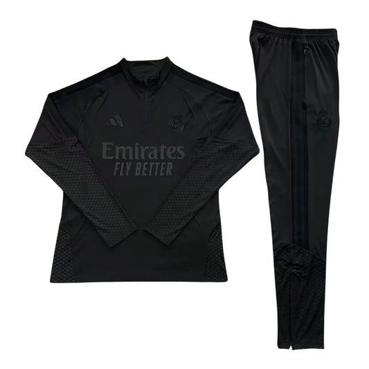 Conjunto de Treino Meio Ziper Real Madrid 26 All Black