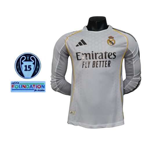 Camisa Masculina Real Madrid I 2025/26 Manga Longa Authentic