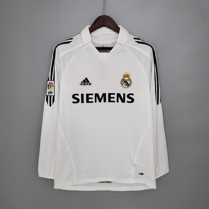 CAMISA REAL MADRID MANGA LONGA RETRÔ HOME 05/06