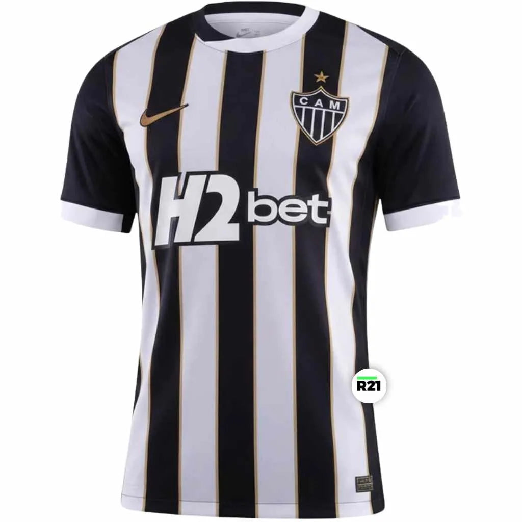 Camisa Atlético Mineiro Home 2026/27 Nike listrada preta e branca masculina