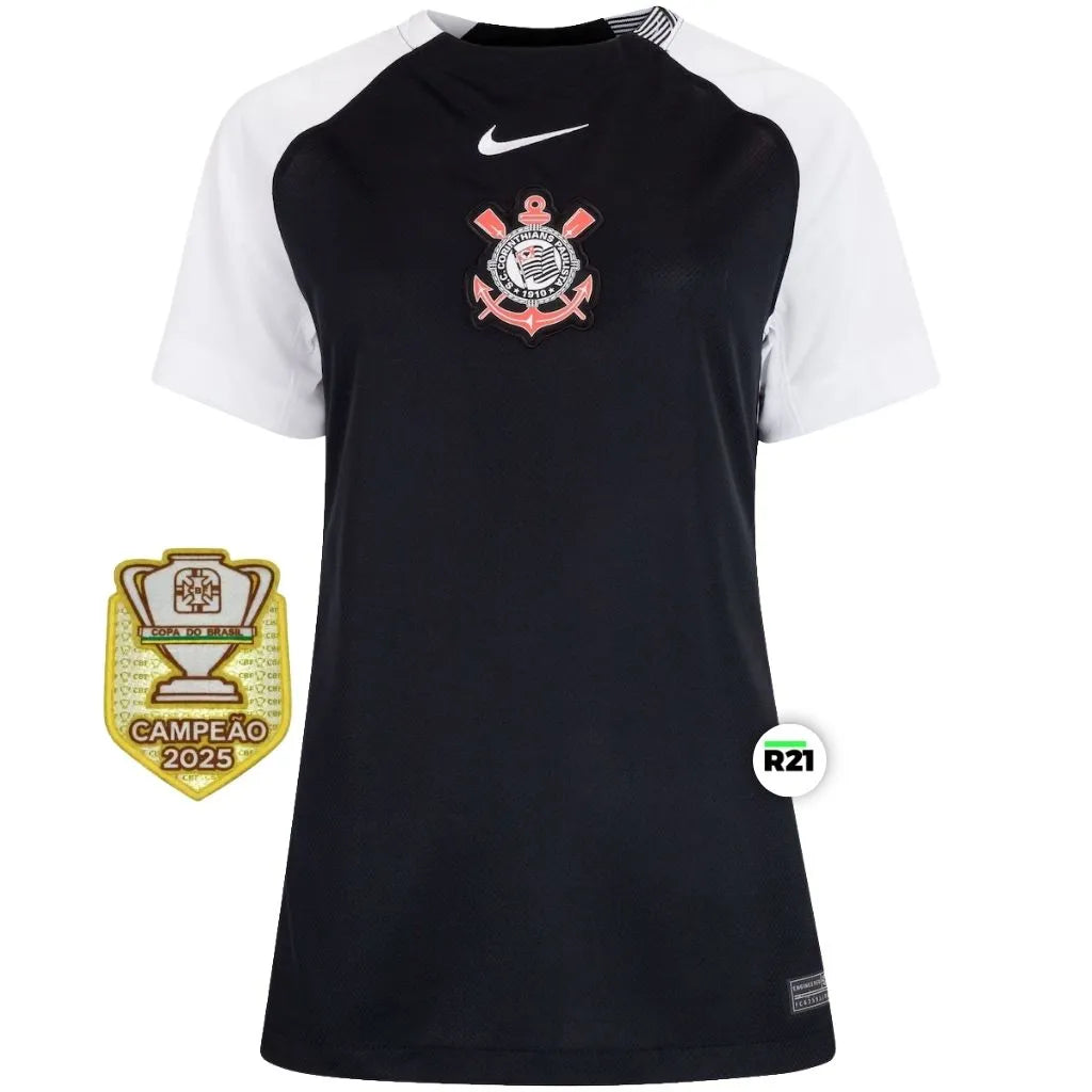 Camisa Feminina Corinthians II 2025/26 Patch Campeão Copa do Brasil