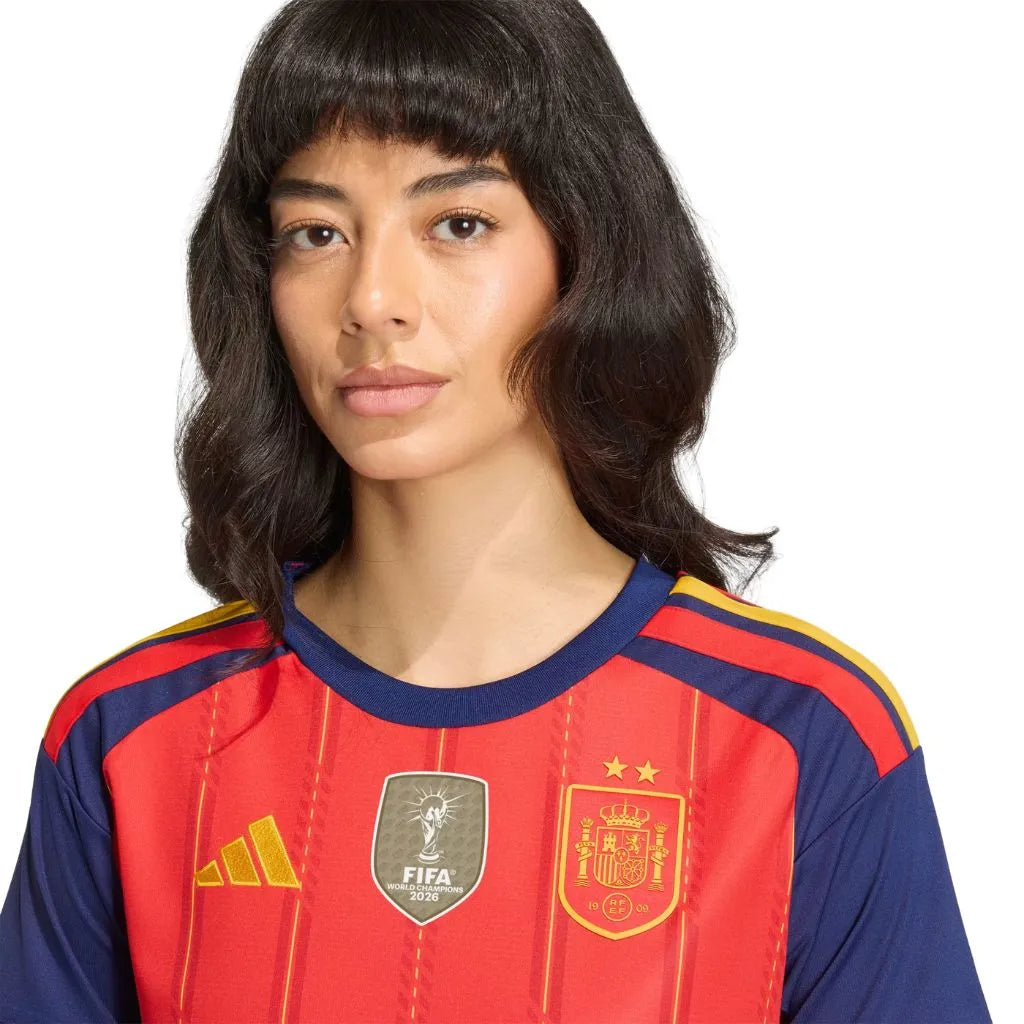 Camisa Feminina Espanha I 26 Campeã do Mundo 2 Estrelas + Patch de Campeã