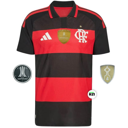 Camisa Flamengo Authentic 2026 modelo jogador Adidas com patchs do título da Libertadores 25