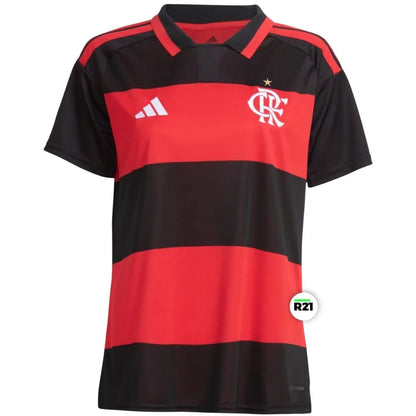 Camisa Feminina Flamengo Home 2026 Adidas rubro-negra vista de frente