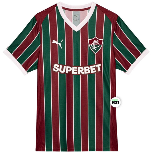 Camisa Fluminense Home 2026/27 Puma masculina torcedor listrada em verde, grená e branco