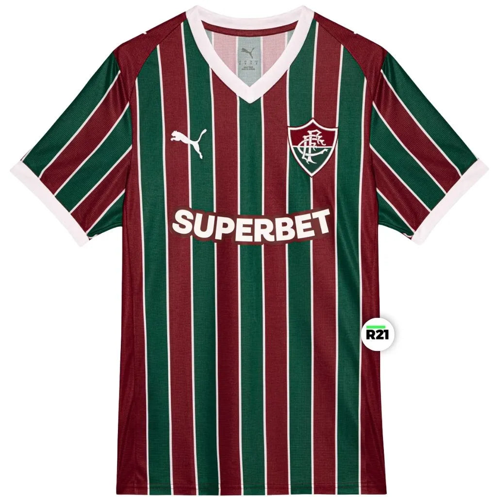 Camisa Fluminense Home 2026/27 Puma masculina torcedor listrada em verde, grená e branco