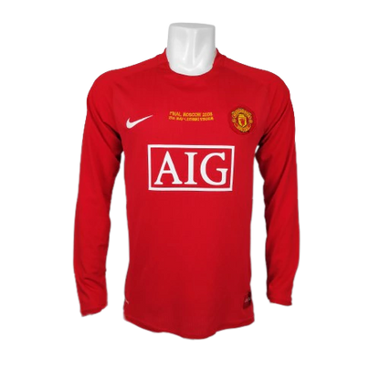 Camisa Retrô Manchester United 2007/08 Manga Longa Edição Champions League