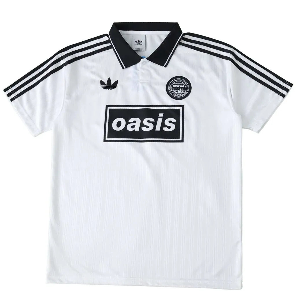 Camisa Polo Tour Oásis x Adidas Branca e Preta