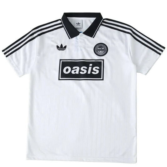 Camisa Polo Tour Oásis x Adidas Branca e Preta