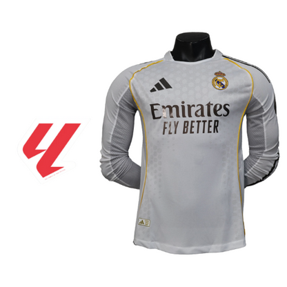 Camisa Masculina Real Madrid I 2025/26 Manga Longa Authentic