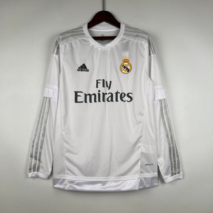 CAMISA REAL MADRID MANGA LONGA RETRÔ HOME 15/16