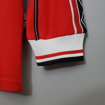CAMISA RETRÔ MANCHESTER UNITED HOME MANGA LONGA 98/99