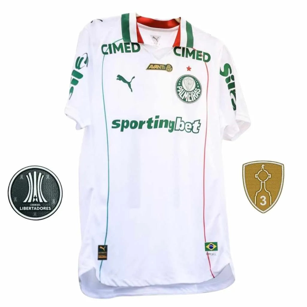 Camisa Palmeiras Masculina Away 2026 com todos os patrocinadores e patch libertadores